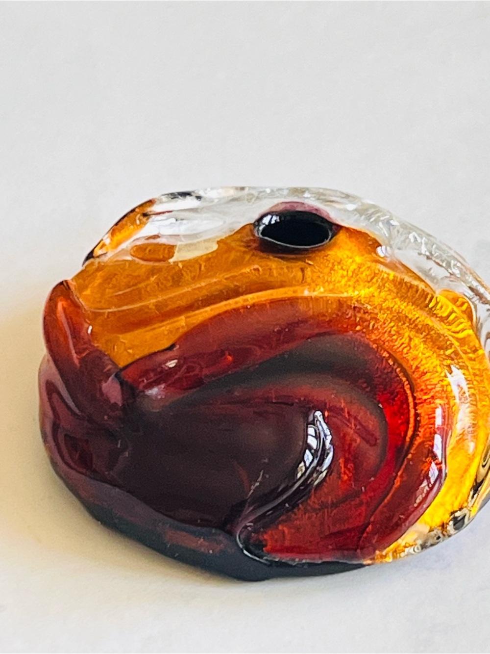 Handcrafted Murano Style Art Glass Pendant - Amber & Brown Swirl - Picture 4 of 8